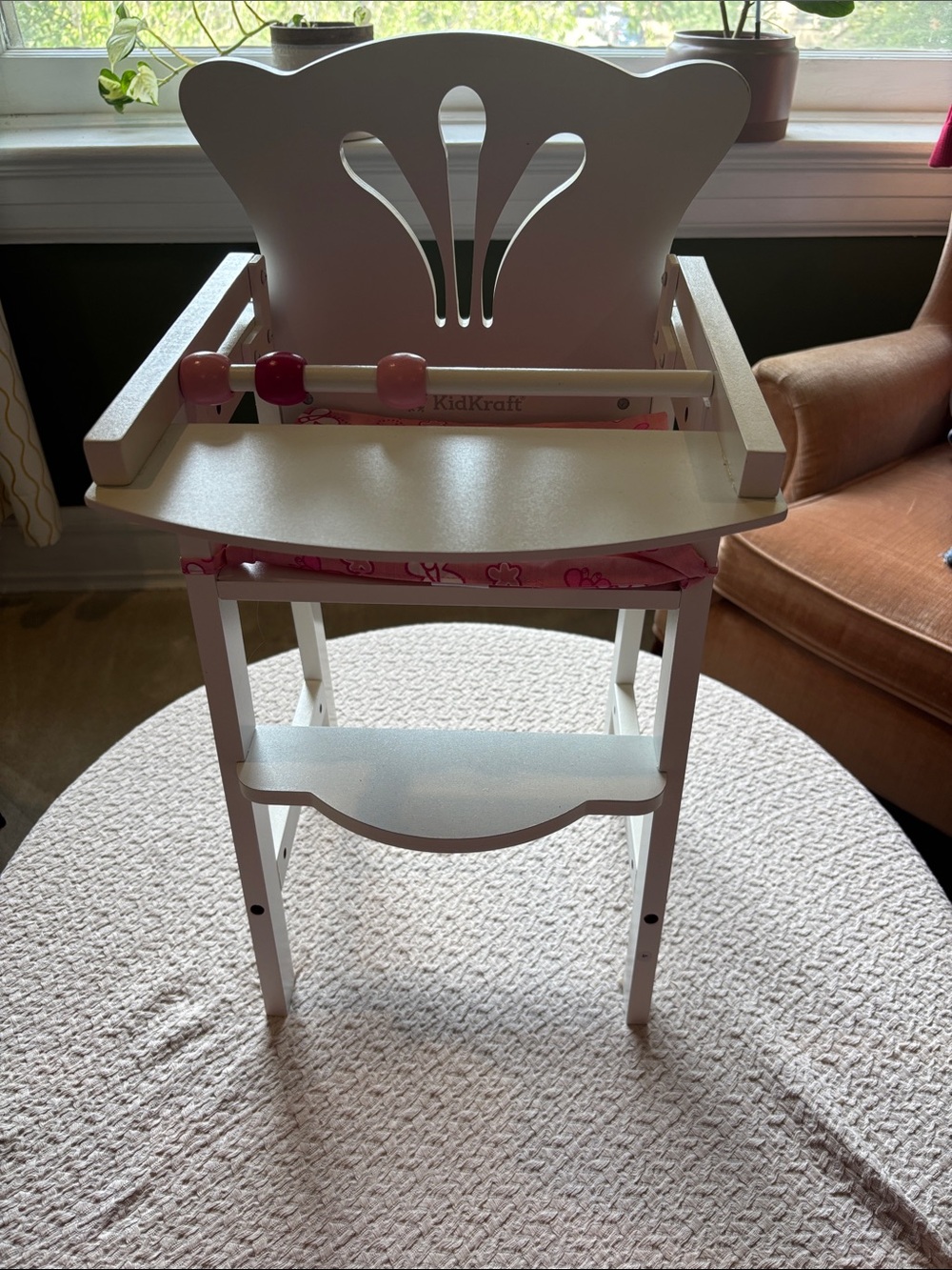 KidKraft White and Pink Wooden Doll High Chair